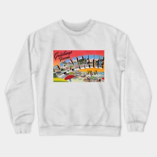 Greetings from Lavallette New Jersey, Vintage Large Letter Postcard Crewneck Sweatshirt